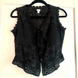 Black Eyelet Tie-Front Sleeveless Corset Top